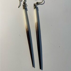 Gold Tone Cream, Tan, Brown Gradient Dangle Earrings